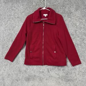 Studio Works Cardigan Sweater Womens PXL Petite Red Full Zip Coastal Grandmacore